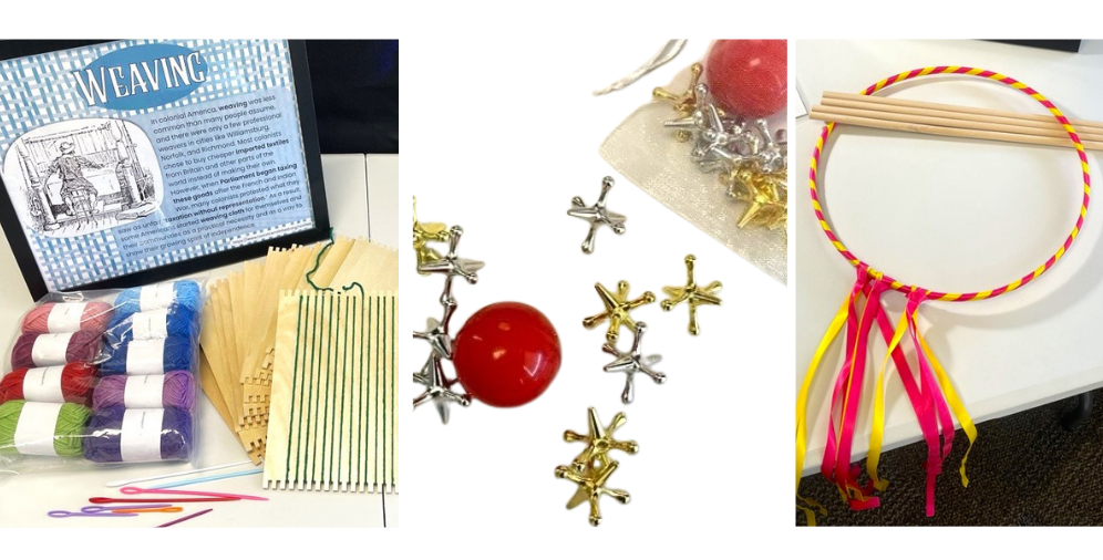 Weaving craft, game of jacks, and game of graces